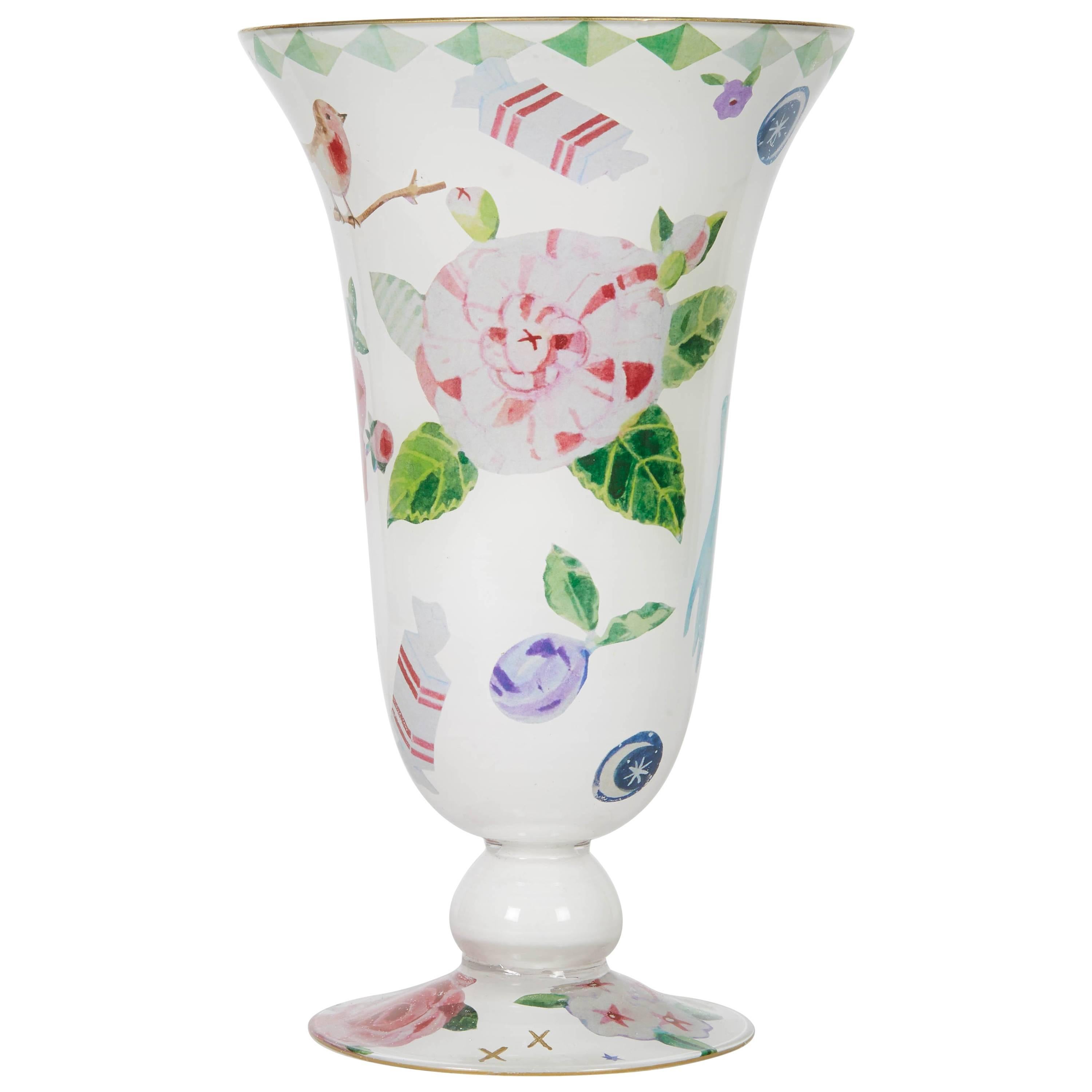 Venetianische Vase von Cathy Graham mit Decoupage