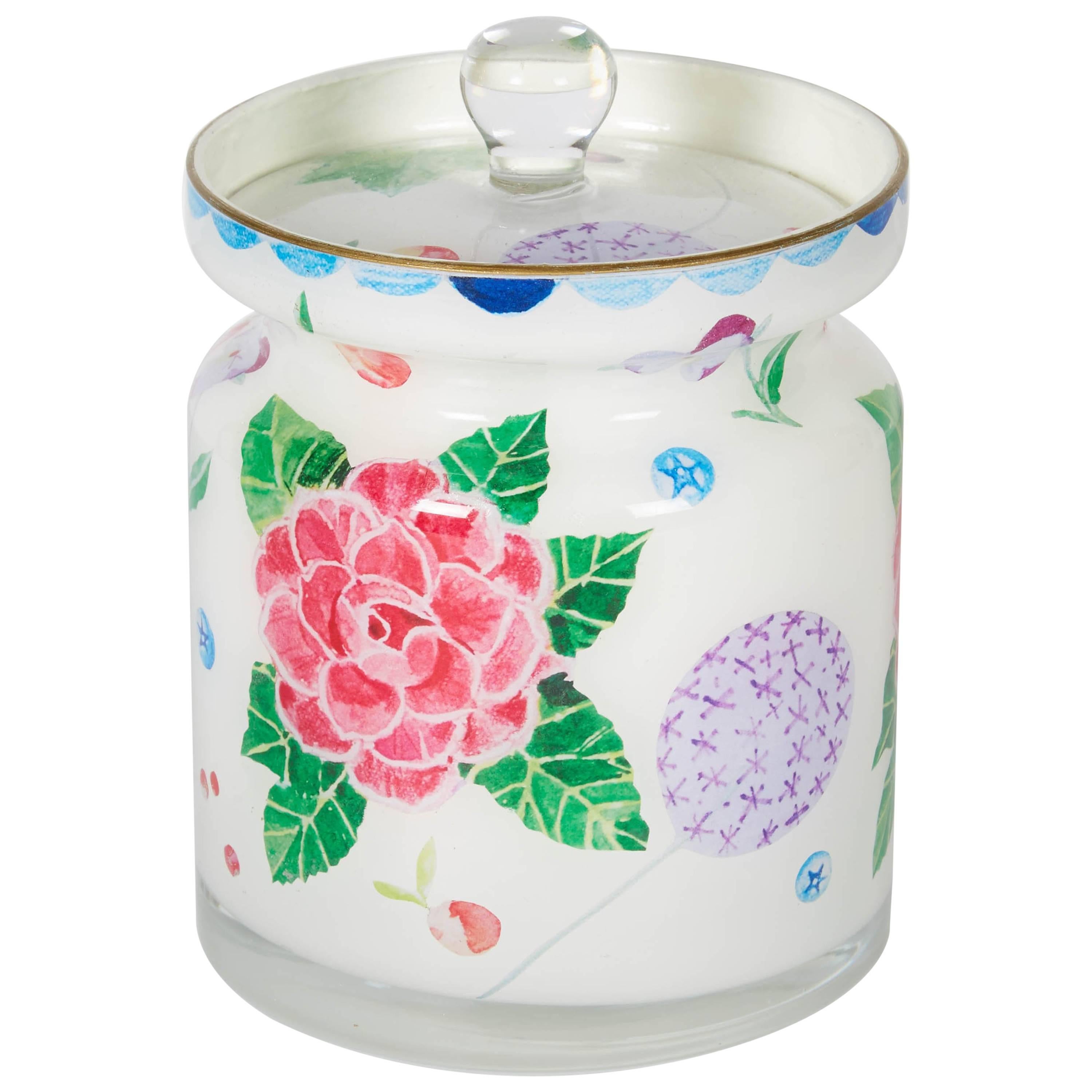 Cathy Graham Decoupage Floral Jar with Cover  For Sale