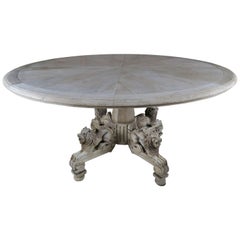 19th Century Carved Natural Walnut Lion Table