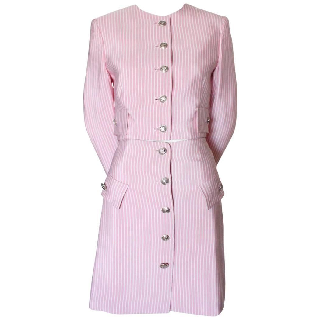 Gianni Versace Couture Pink Silk Suit, S/S, 1995 For Sale
