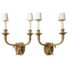Pair of Large Louis XV Style Giltwood Sconces