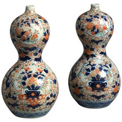 19th Century Pair of Imari Gourd Vases