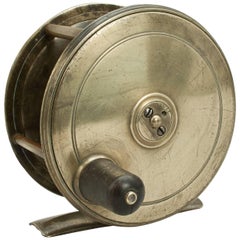 Antique English Mounted Fishing Reel in Brass & Travertine, 1900s for sale  at Pamono