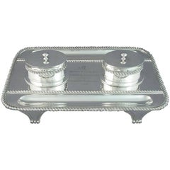 Massive Sterling Silver Inkstand