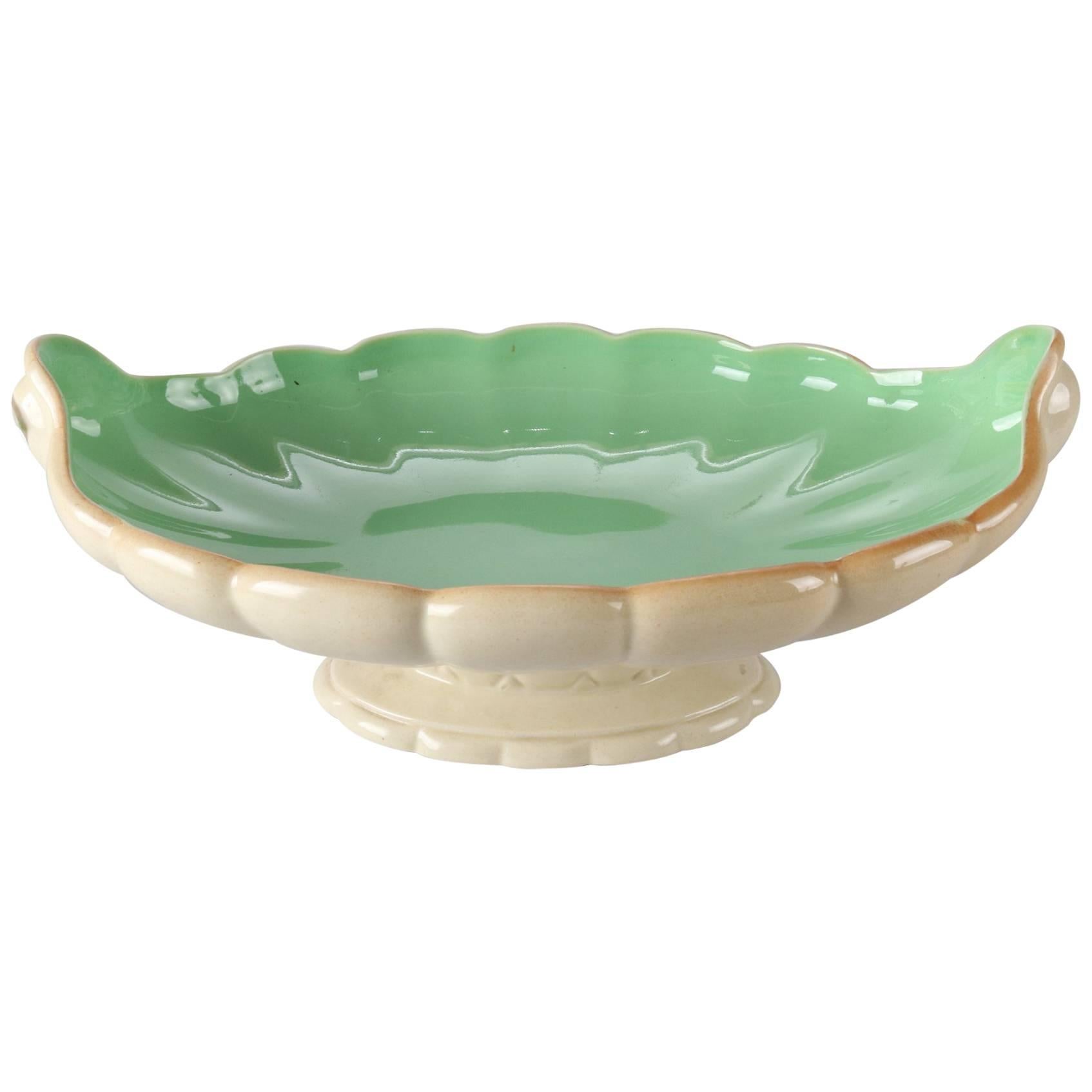 Antique Art Nouveau Cowan Art Pottery Scallop Form Pedestal Center Console Bowl