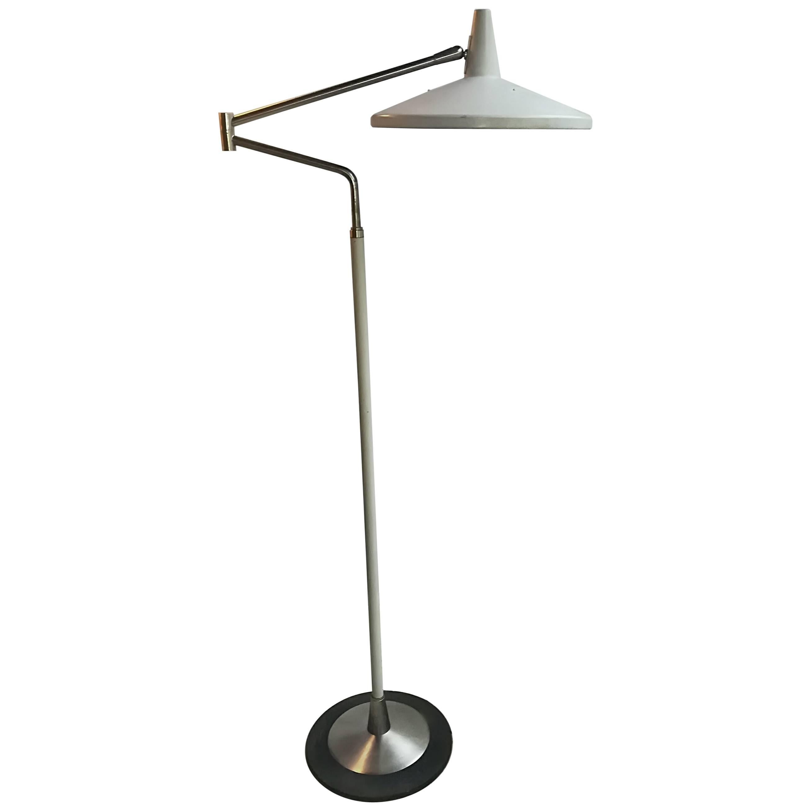 1950 Stilnovo Floor Lamp in Iron, Brass and Glass For Sale