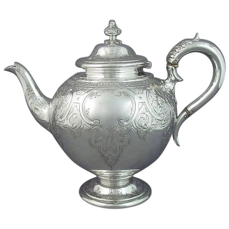 Victorian Sterling Silver Teapot For Sale