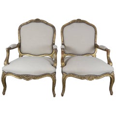 Pair of 19th Century French Giltwood Fauteuils