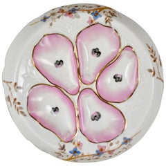 Antique Flying Saucer Five-Well and Floral Porcelain Oyster Plate