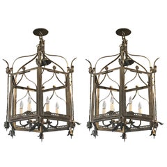 Pair of Zinc Chandeliers C.Midcentury