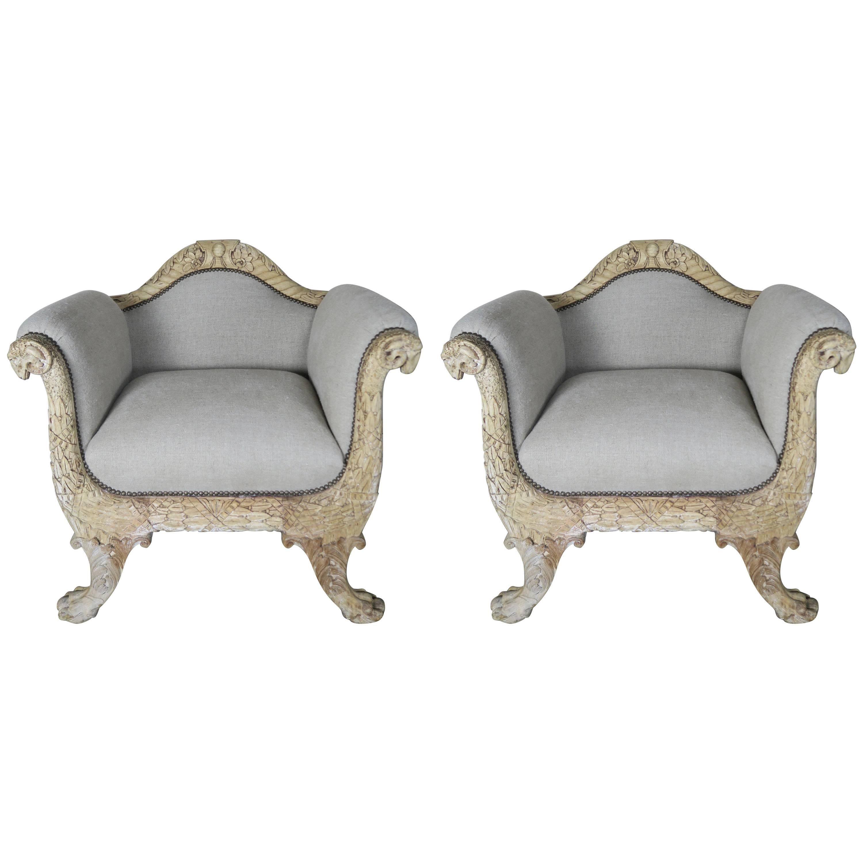 Pair of 19th Century French Carved Armchairs