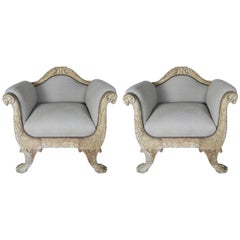 Antique Pair of 19th Century French Carved Armchairs