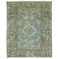 Weicher blauer persischer heriz quadratischer Teppich