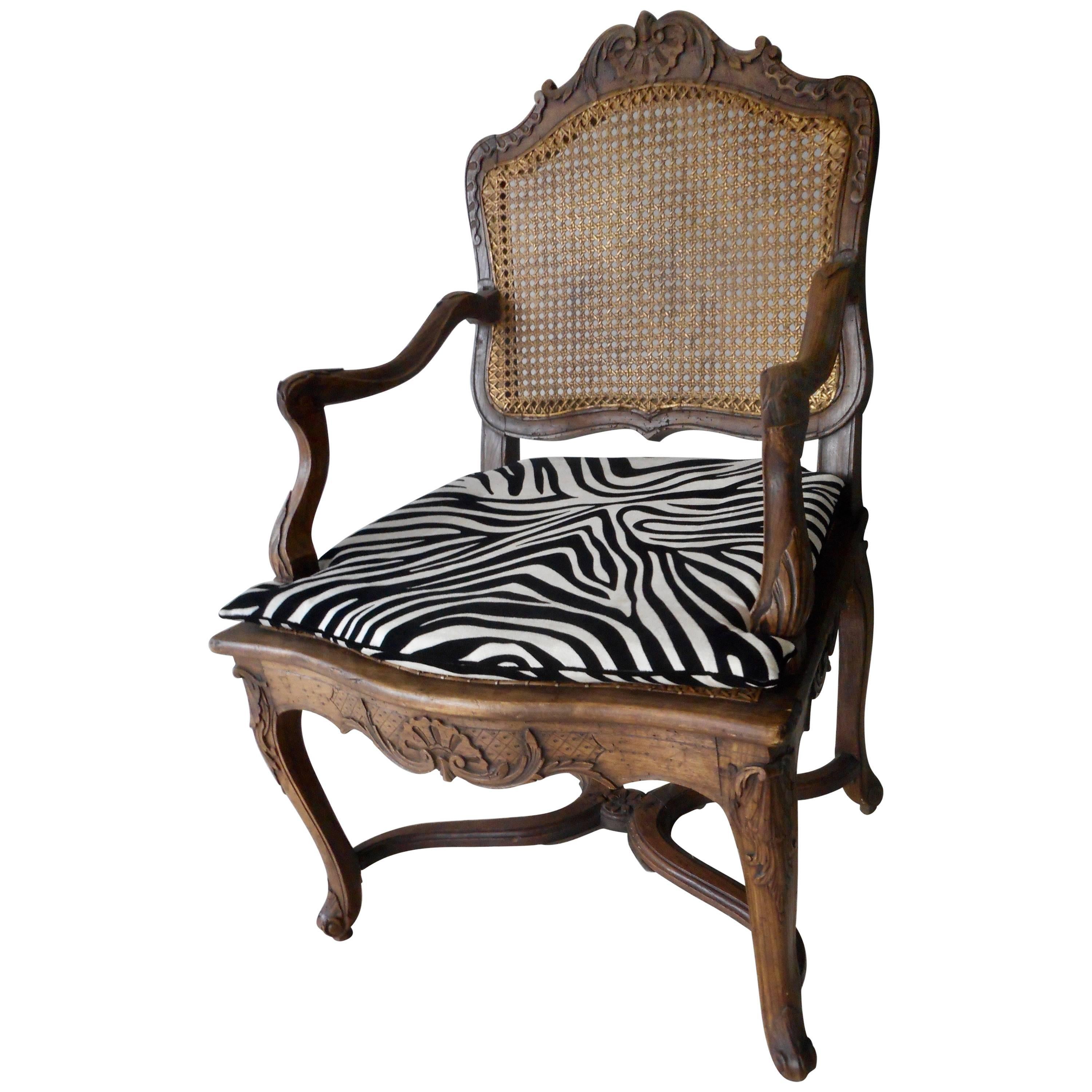 18th Century Regence Caned French Armchair For Sale