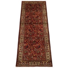 1940s Malayer Herati Gallery Runner with Bird Design