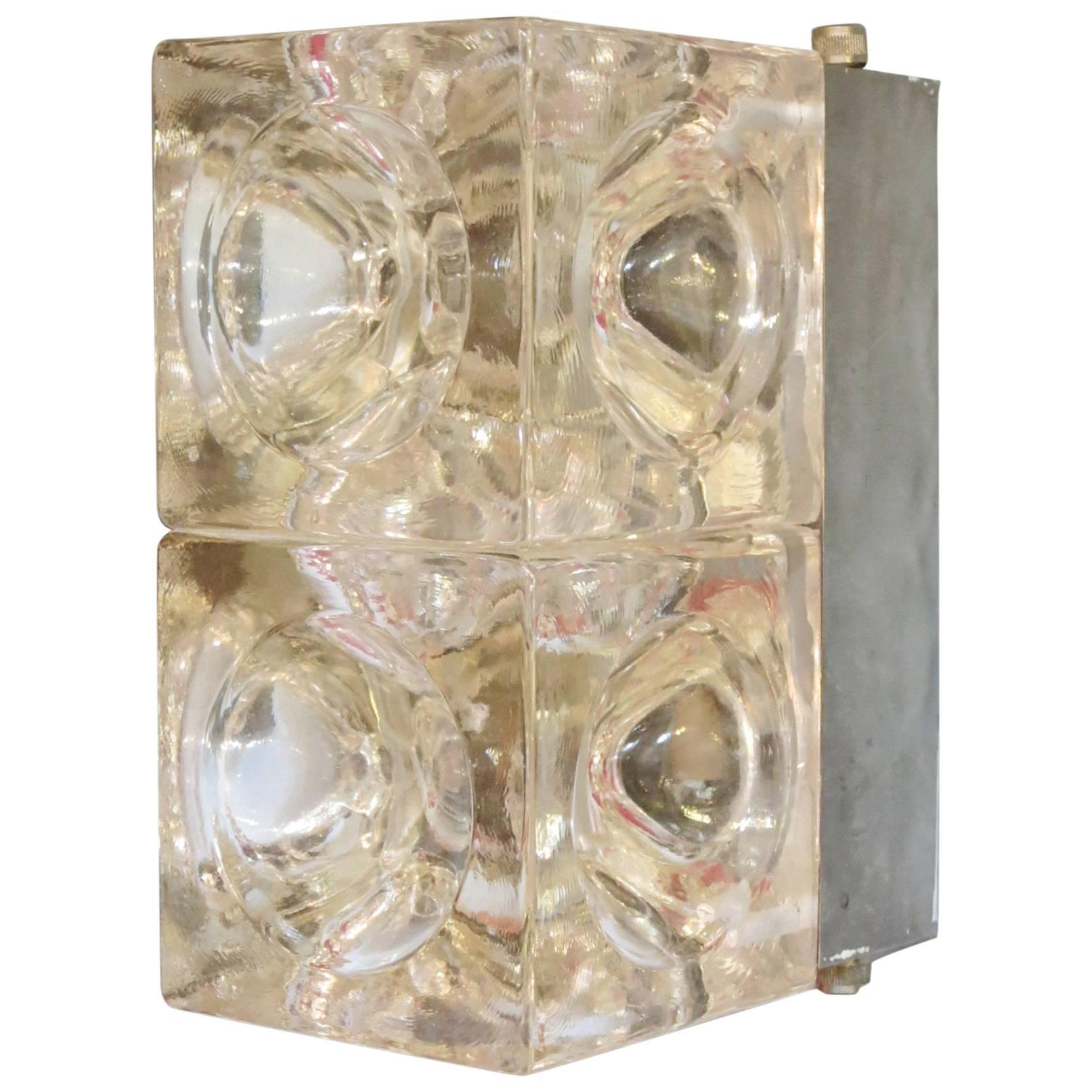 Italian Murano Cube Glass Sconce or Flush Mount by Poliarte