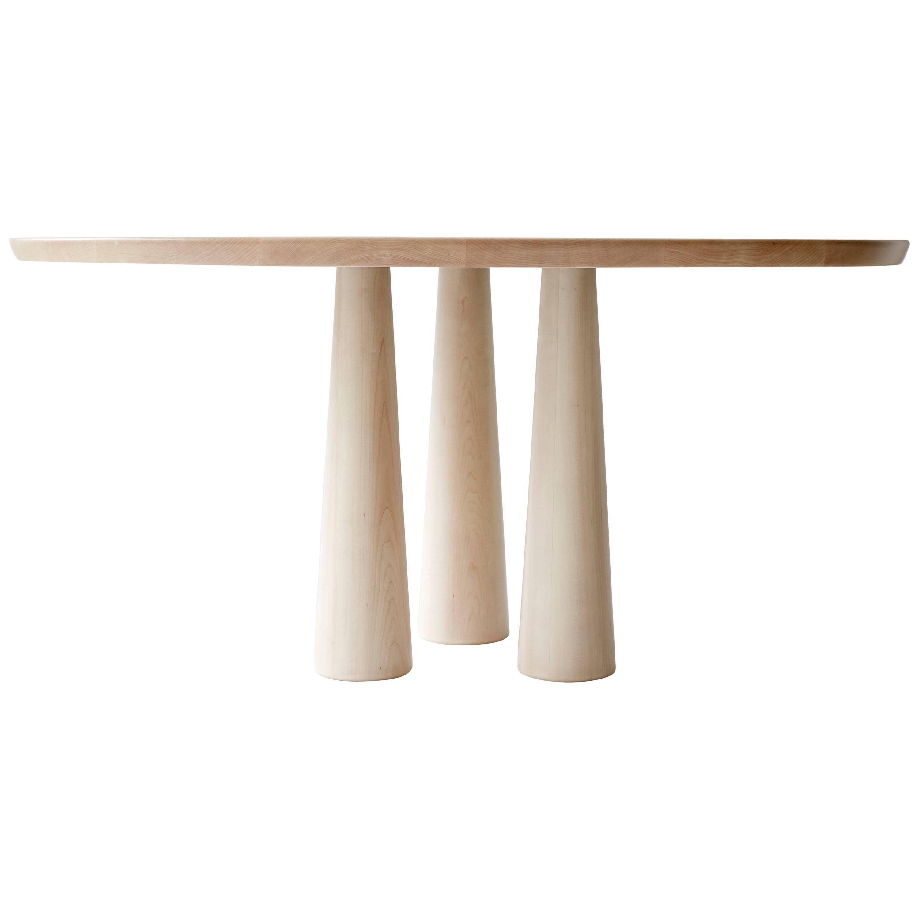 Three Legged Canopy Table Dining Table in Bleached Maple  For Sale