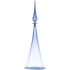 Large Decanter Fluted Cone, Ice Blue