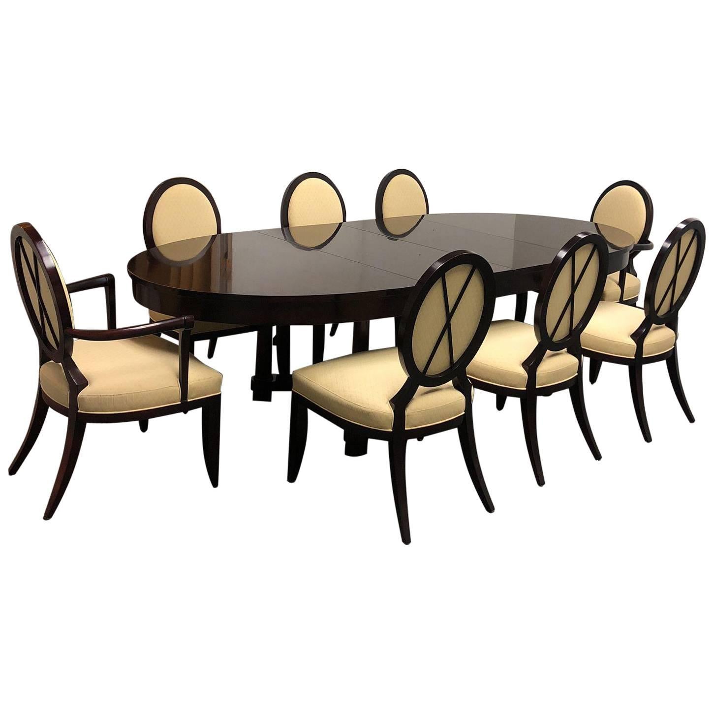 Barbara Barry Oval Dining Table and Eight Oval X Back Chairs for Baker