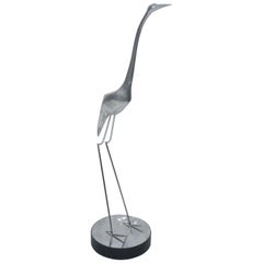 Large Midcentury Sculpture of a Standing Egret, in the Style of Maison Jansen