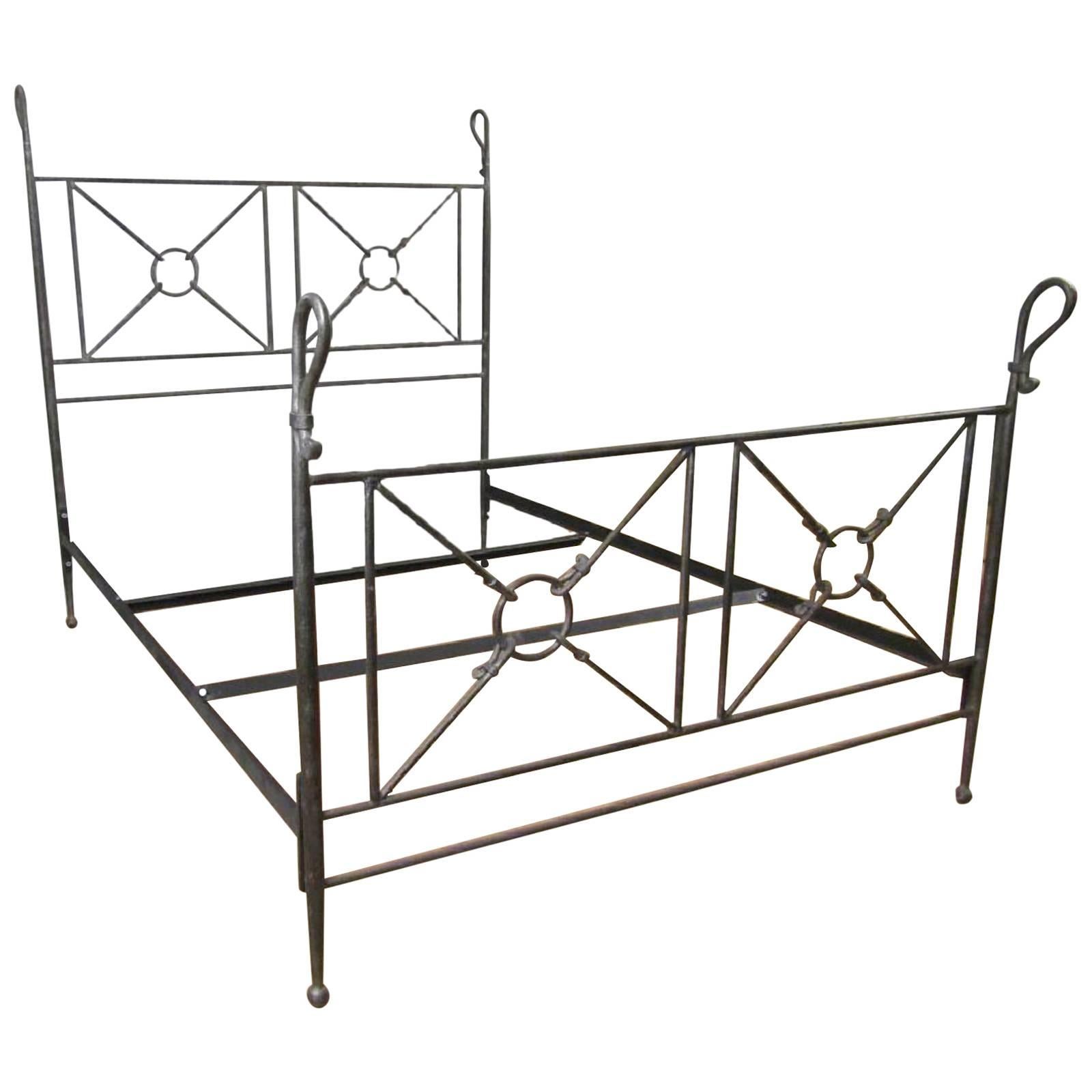 Grand Tour Roman Style Forged Iron Queen-Size Bed