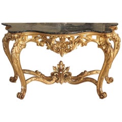 Early 19th Century Italian Gilded Marble-Top Console Tables