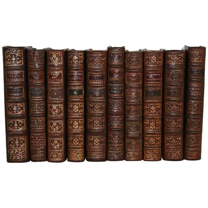 Collection of Ten French 18th Century Leather Books