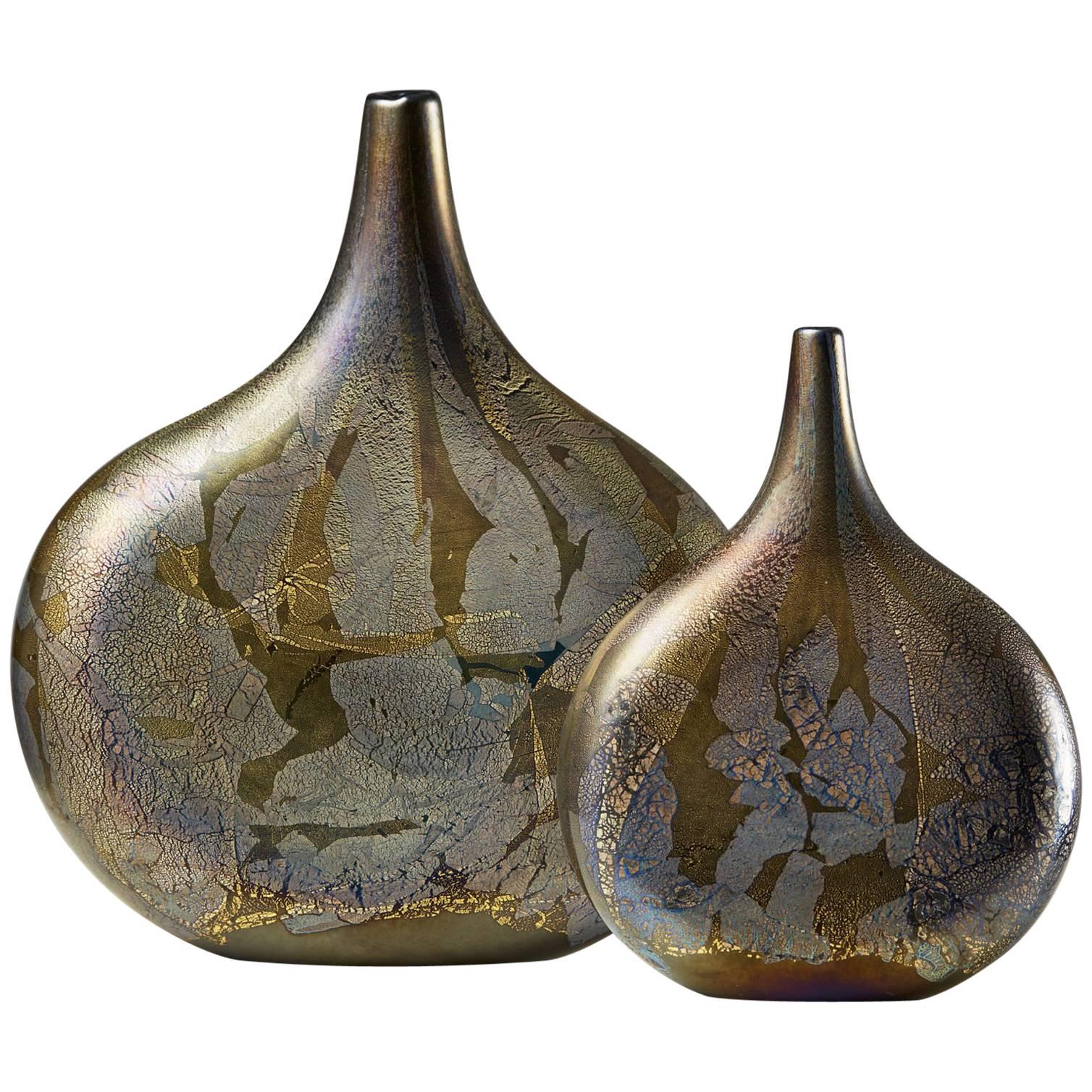 Pair of Vases Designed by Michael Harris for Isle of Wight Glass, UK, 1990s