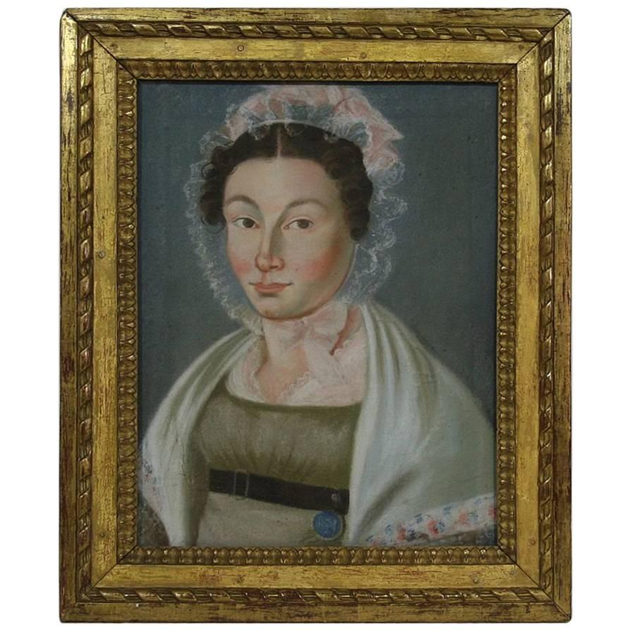 Early 19th Century French Pastel Portrait of a Young Woman