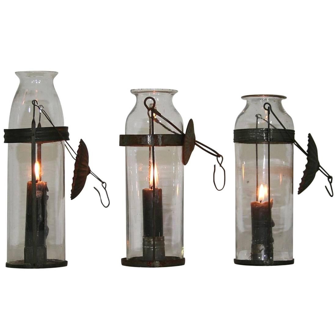 Small Collection of 19th Century French Glass Lanterns