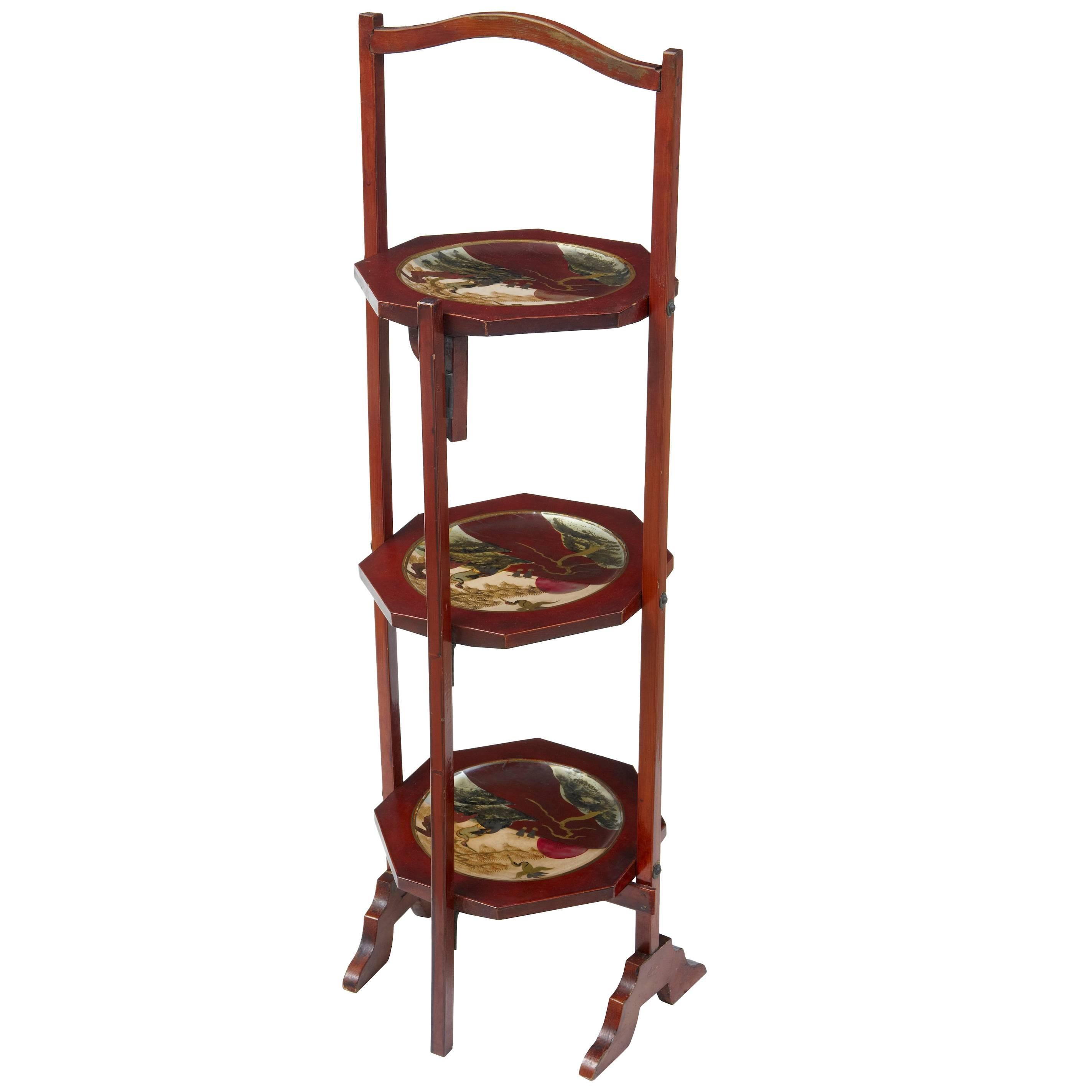 1920s Japanese Lacquered Three-Tier Cake Stand
