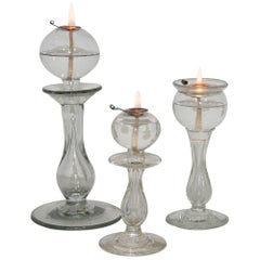 Collection of 19th Century French Glass Weaver Oil Lamps