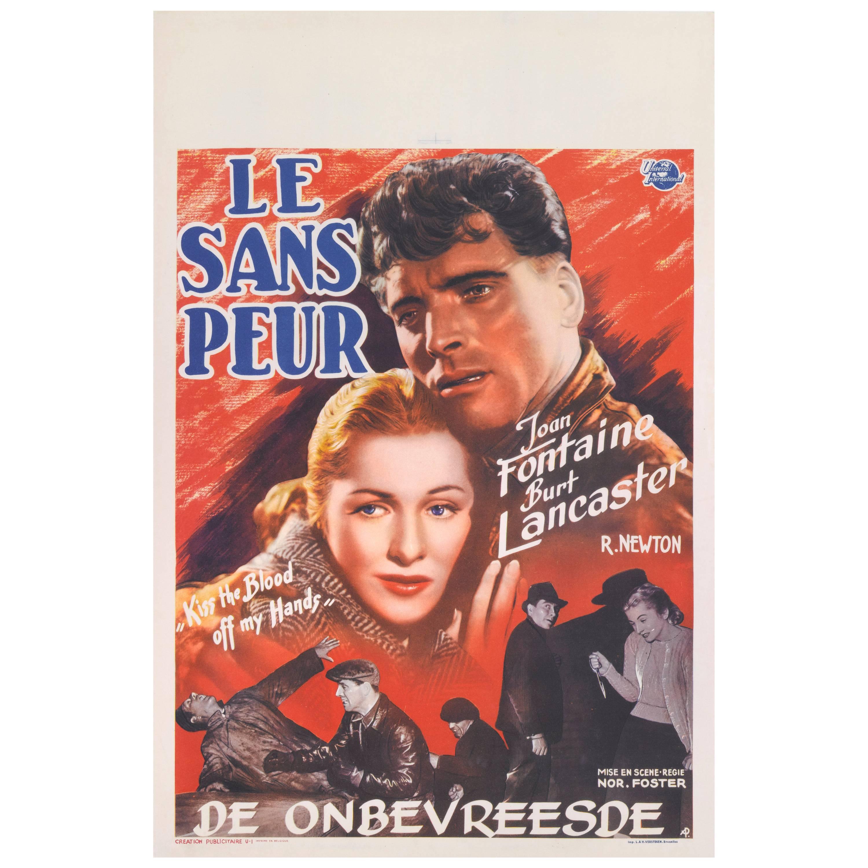 "Kiss the Blood Off My Hands / Le Sans Peur" (Le sang de ma main cassé) - Affiche originale du film belge