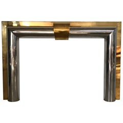 Mid Century American Modern Brass and Steel Fireplace Mantel, USA, circa 1970s