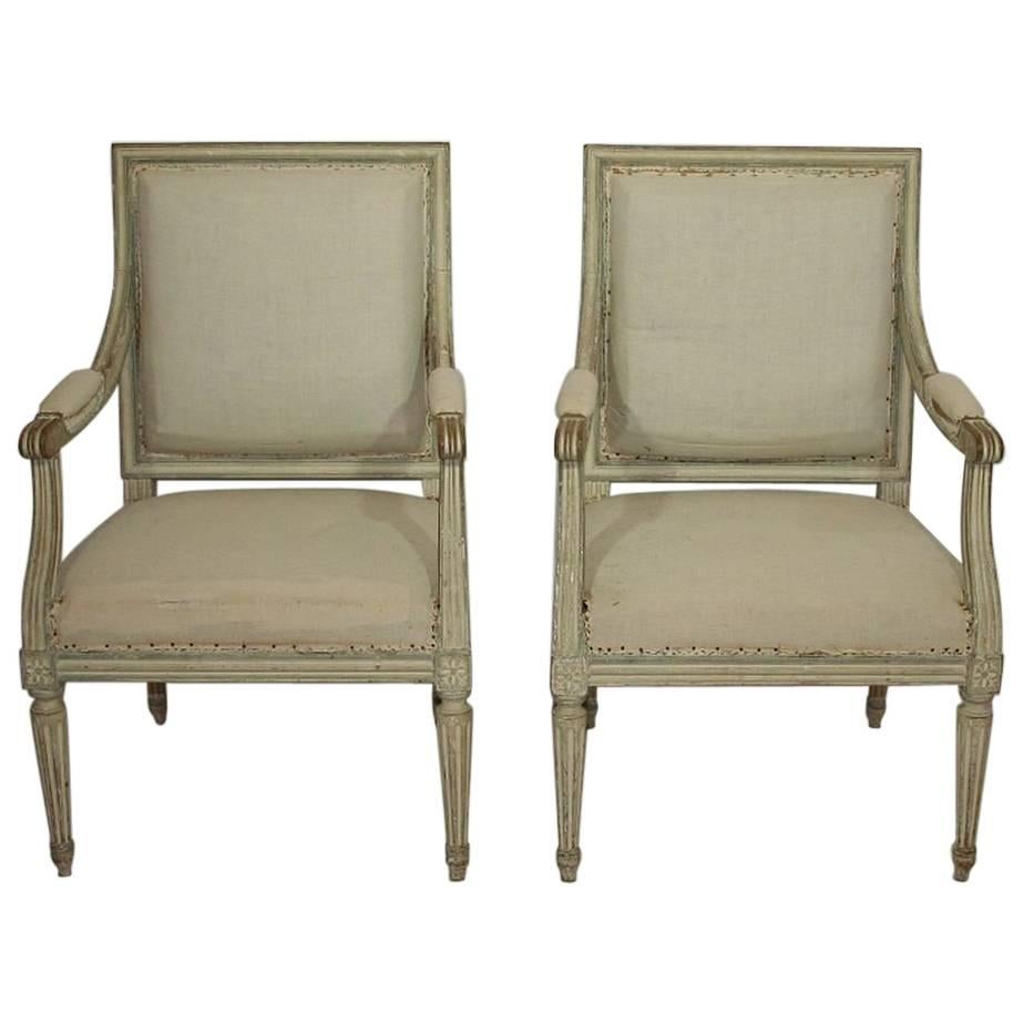 Pair of French Louis XVI Style Armchairs