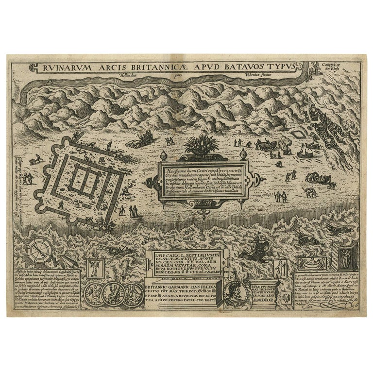 Antique Print of the Ruins of the Roman Fortress Brittenburg, The Netherlands For Sale