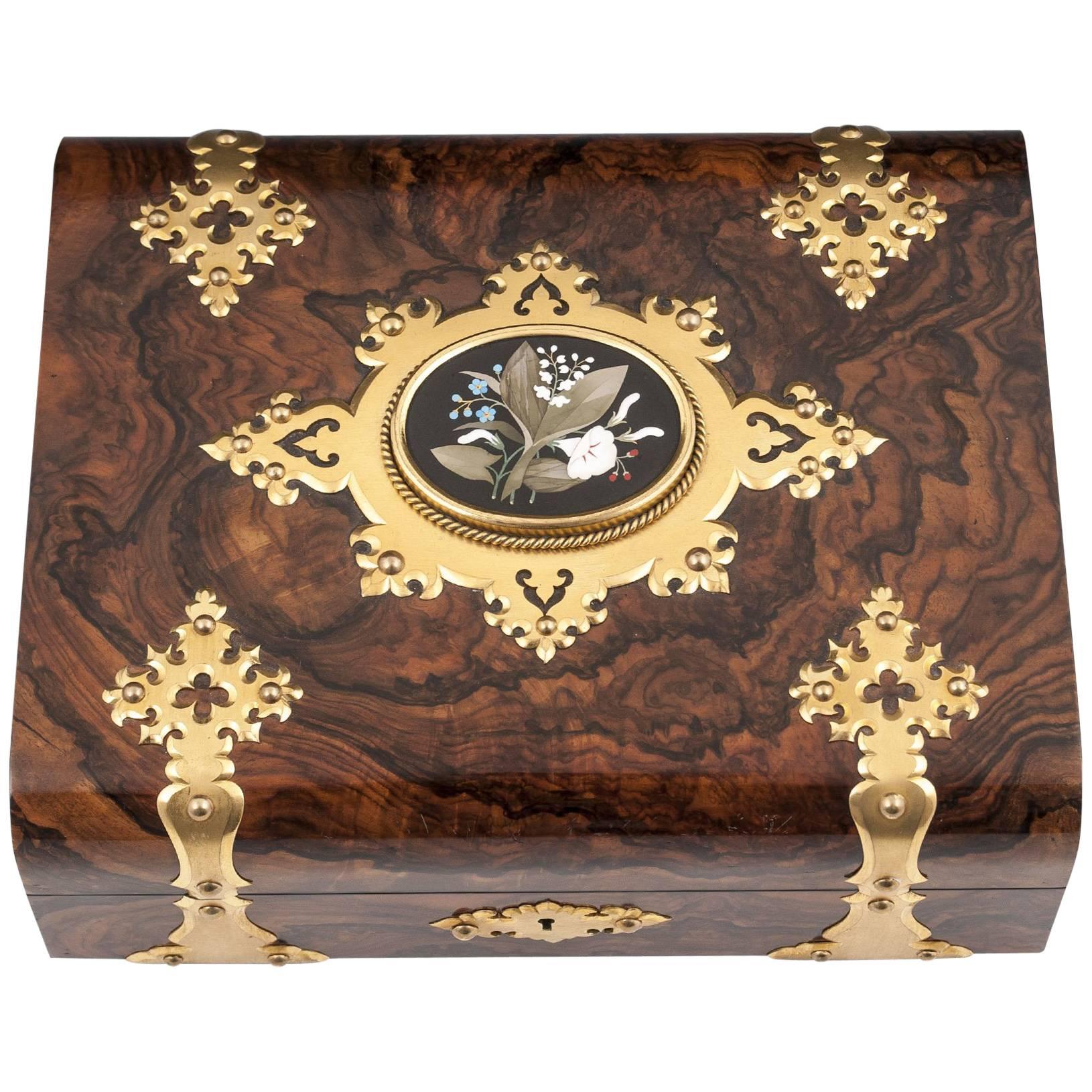 Betjemann Feathered Walnut and Brass Games Box For Sale