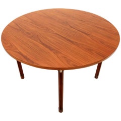 Round wood and aluminum Table By Georges Coslin for 3V arredamenti, 1960's