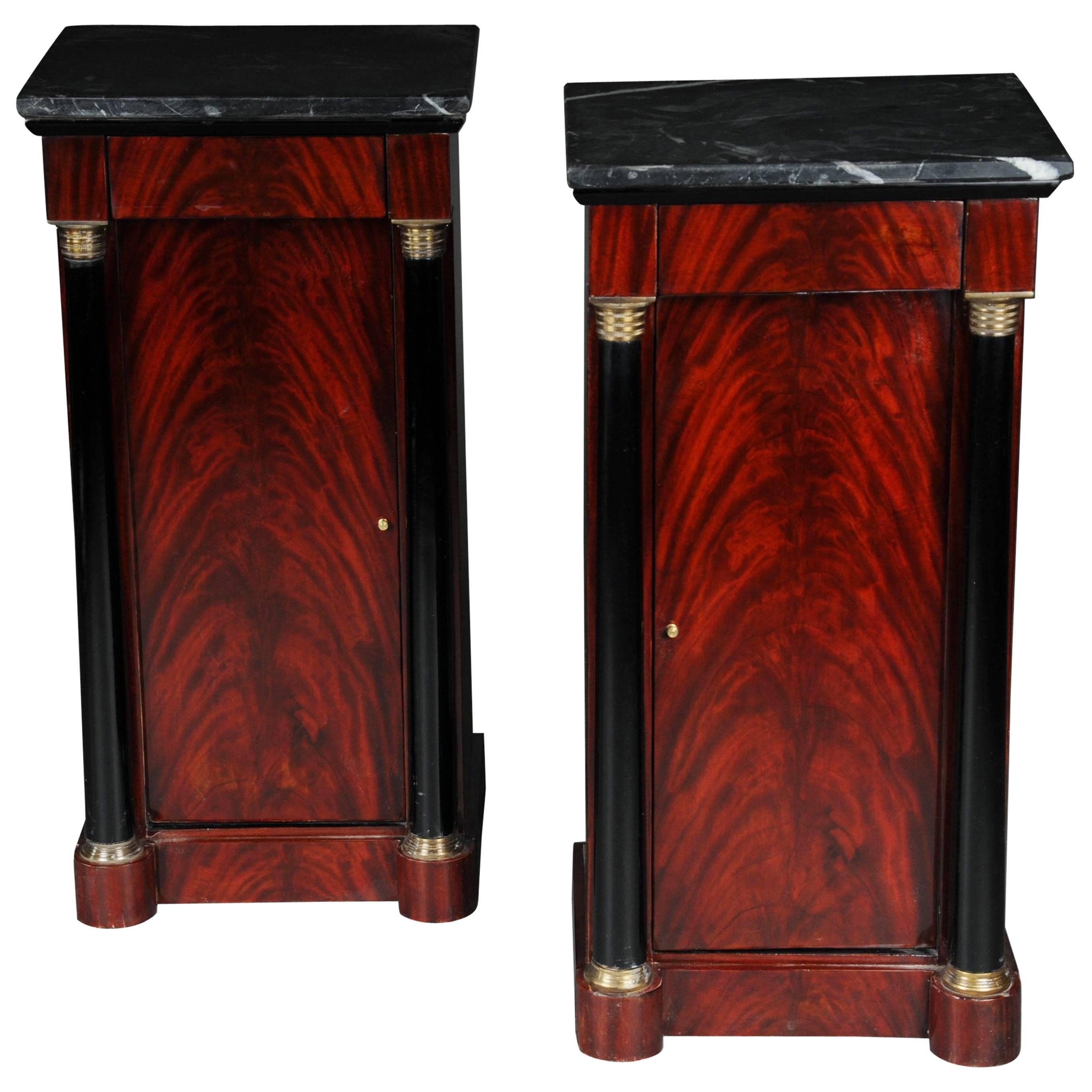 Classic Bedside Table, Side Table in Biedermeier, Mahogany, left For Sale
