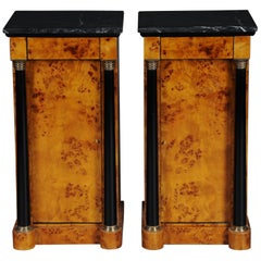 Classic Bedside Table, Side Table in Biedermeier Style, Maple Root L