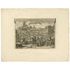 Antique Print of Trade and Merchandise at Bantam, Indonesia by P. Van Der Aa