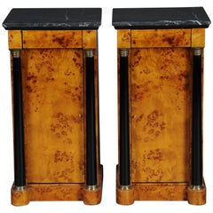 Classic Bedside Table, Side Table in Biedermeier Style, Maple Root R