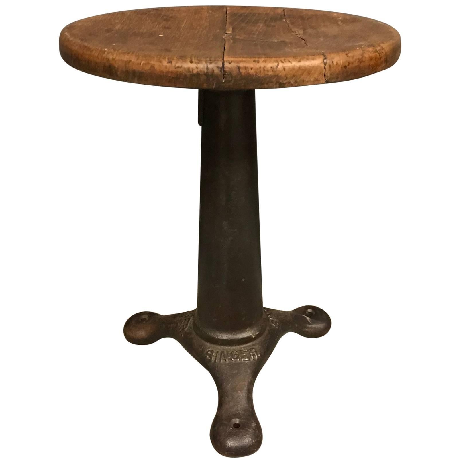 Industrial Singer Workshop Stool For Sale