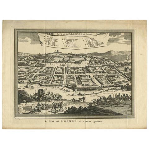 Antique Print of Loango, Africa by J. Van Schley, 1750