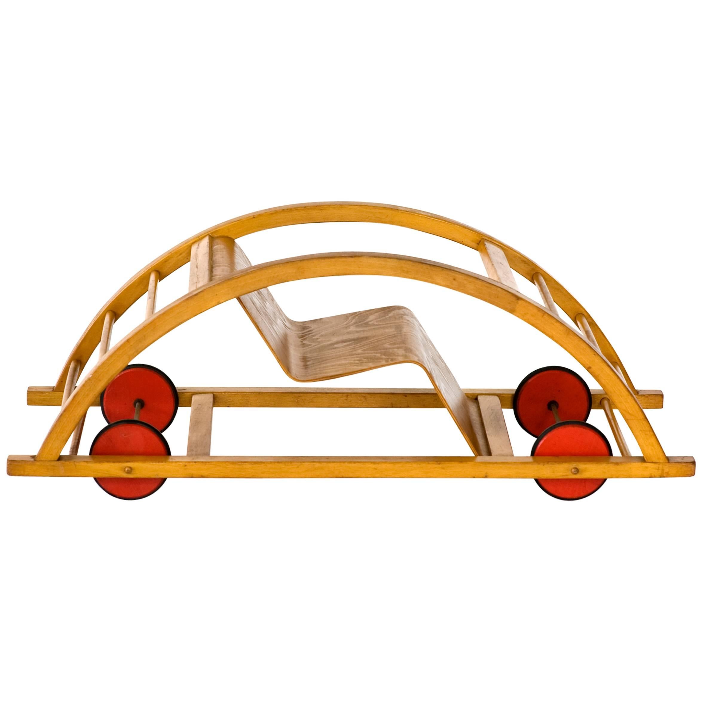 Schaukelwagon child's car or rocker by Hans Brockhage & Erwin Andra, circa 1950