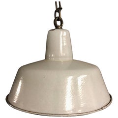 Antique One-Piece Grey Enamel Factory Pendant Light