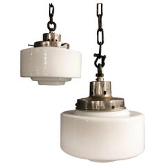 Two-Piece White Opaline Glass Pendant Two-Piece White Opaline Glass Pendant