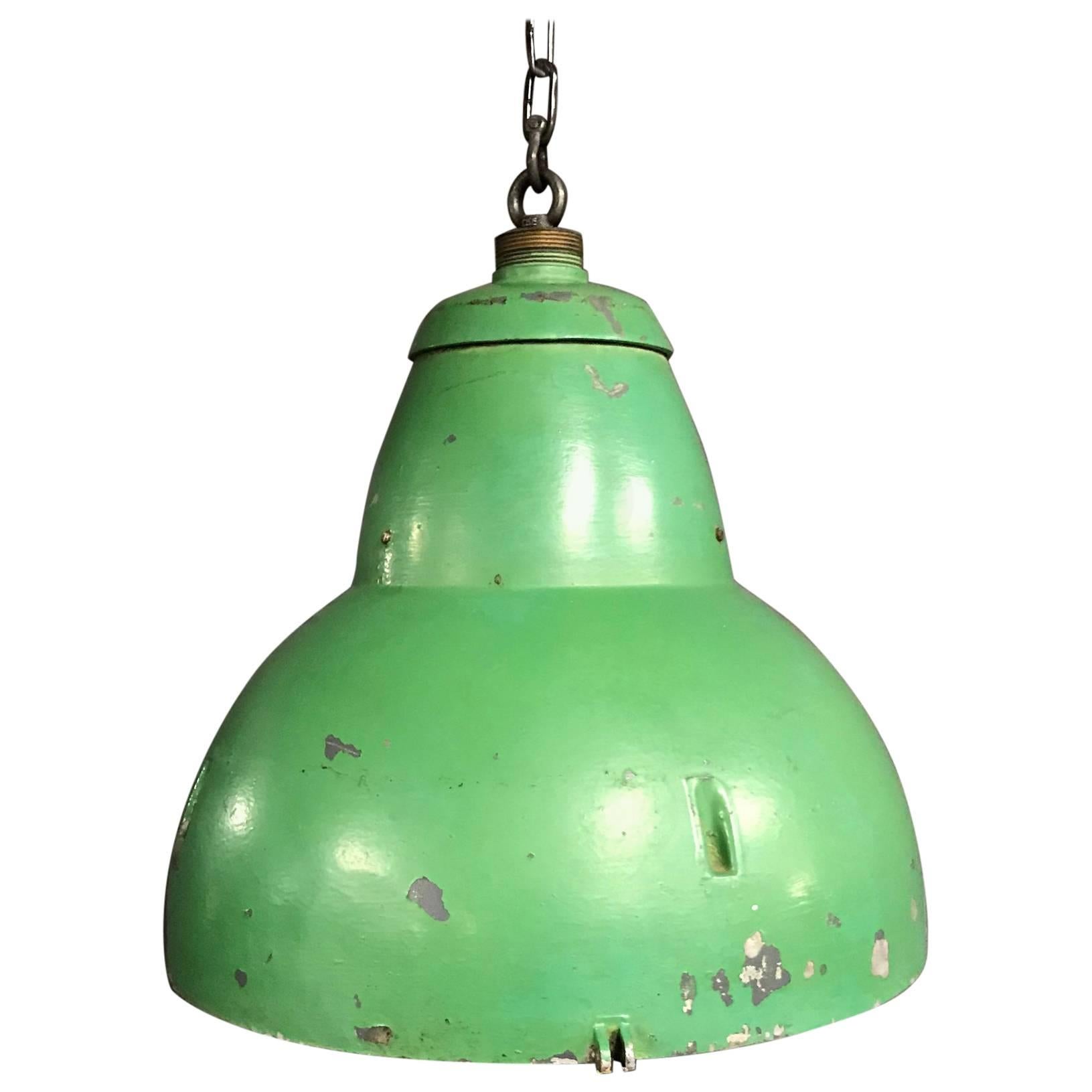 One-Piece Green Metal Factory Pendant For Sale