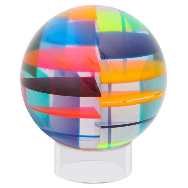 Funky Acrylic Sphere Sculpture For Sale at 1stDibs | wood and resin ...