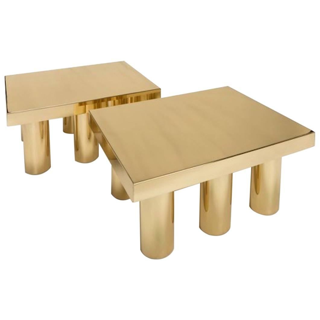 Two Coffee Table Gold Model by Studio Superego, Italy